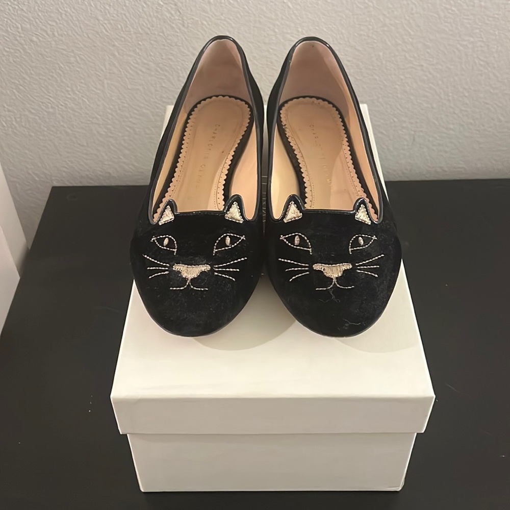 Charlotte Olympia kitty flats black 37